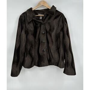 Working Classics Coat Brown Animal Print Size 24/M/L Faux Fur Mob Wife Y2K